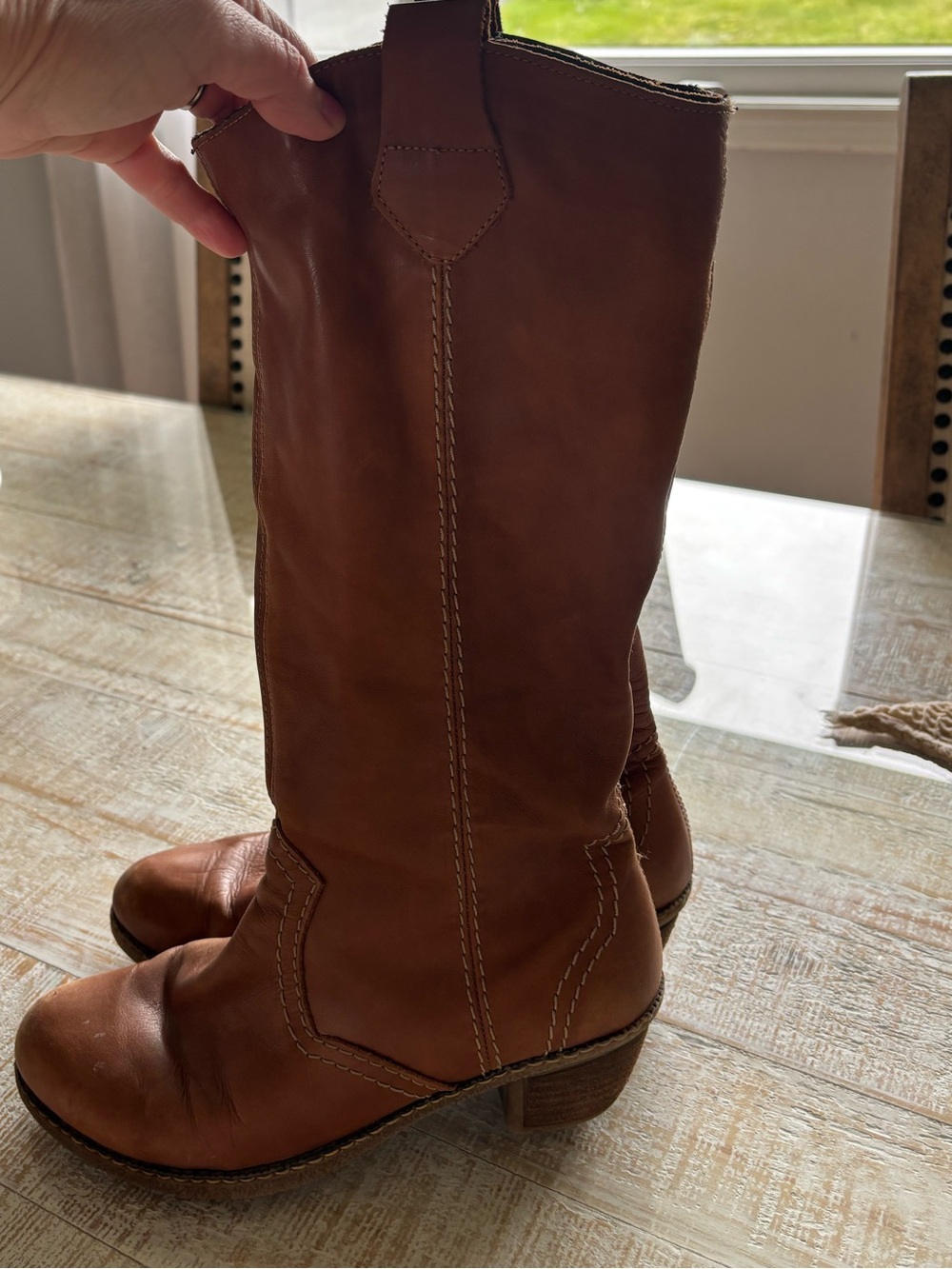 Rieker Brown Leather-look Mid-Calf Heeled Boots